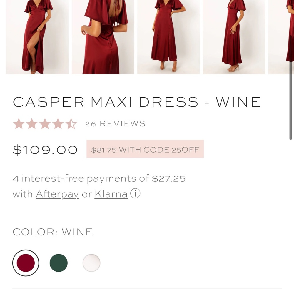 PETAL & PUP NWT $109 Wine Red Casper Maxi Dress M - Picture 6 of 9